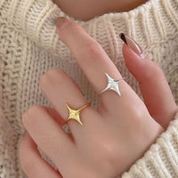 Four-Pointed Star Adjustable Sterling Silver Ring