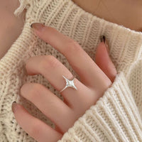 Four-Pointed Star Adjustable Sterling Silver Ring