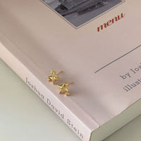 Mini Shining Four-Point Star Sterling Silver Stud Earrings