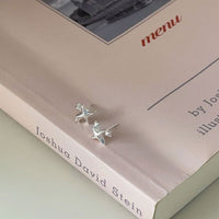 Mini Shining Four-Point Star Sterling Silver Stud Earrings