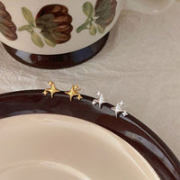 Mini Shining Four-Point Star Sterling Silver Stud Earrings
