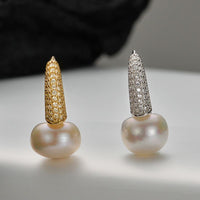 Natural Pearl Crystal Circle Hoop Earring (Single)