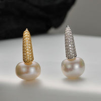 Natural Pearl Crystal Circle Hoop Earring (Single)