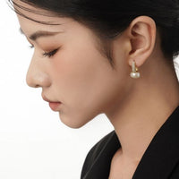 Natural Pearl Crystal Circle Hoop Earring (Single)