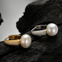 Natural Pearl Crystal Circle Hoop Earring (Single)