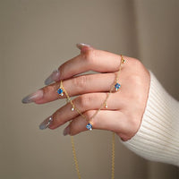 Blue Square Crystal 925 Sterling Silver Necklace