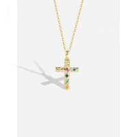 Colorful Crystal Crossa Necklace in 925 Sterling Silver