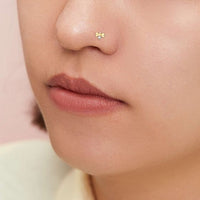Mini Crystal Honey Bee L-Shape Nose Stud