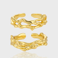 Irregular Flowing Lavas 925 Sterling Silver Adjustable Ring