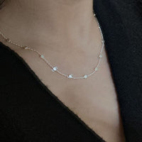 Round Shining Bead Curb Chain Necklace, 925 Sterling Silver