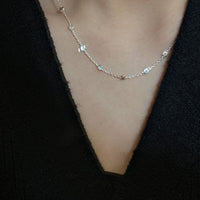 Round Shining Bead Curb Chain Necklace, 925 Sterling Silver