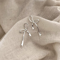 Hollow Bow-Knot 925 Sterling Silver Stud Earrings
