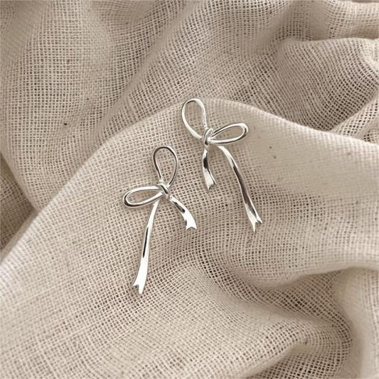 Hollow Bow-Knot 925 Sterling Silver Stud Earrings