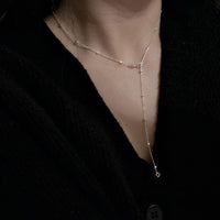 Minimal Square Geometry 925 Sterling Silver Mini Bead Necklace