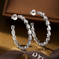 Waterdrop Cubic Zirconia 925 Sterling Silver Hoop Earrings