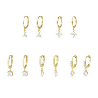 Geometric Water Drop Cubic Zirconia Hoop Earrings in 925 Sterling Silver