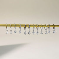 Geometric Water Drop Cubic Zirconia Hoop Earrings in 925 Sterling Silver
