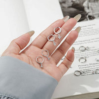 Geometric Water Drop Cubic Zirconia Hoop Earrings in 925 Sterling Silver