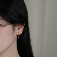 Geometric Water Drop Cubic Zirconia Hoop Earrings in 925 Sterling Silver