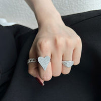 Micro-Set Crystal Heart Claw Adjustable Ring