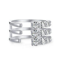Micro-Set Crystal Heart Claw Adjustable Ring