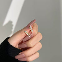Casual Crystal Line Minimalist 925 Sterling Silver Stud Earrings