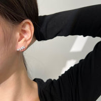Casual Crystal Line Minimalist 925 Sterling Silver Stud Earrings