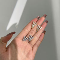 Micro Setting Crystal Three-Claw 925 Sterling Silver Hoop Earrings