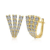 Micro Setting Crystal Three-Claw 925 Sterling Silver Hoop Earrings