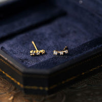 Three Crystal Strip Geometry 925 Sterling Silver Stud Earrings