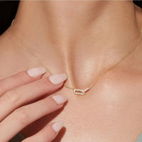 Double Ellipse Crystal Circles Sterling Silver Necklace