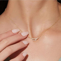 Double Ellipse Crystal Circles Sterling Silver Necklace