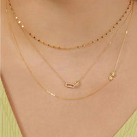 Double Ellipse Crystal Circles Sterling Silver Necklace