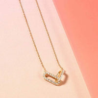 Double Ellipse Crystal Circles Sterling Silver Necklace