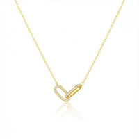 Double Ellipse Crystal Circles Sterling Silver Necklace
