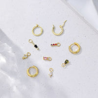 Colorful Crystal Drop Earrings, 925 Sterling Silver