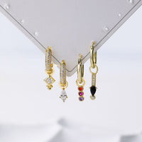 Colorful Crystal Drop Earrings, 925 Sterling Silver