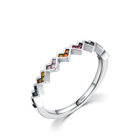 Sterling Silver Red Love Heart Half Eternity Ring