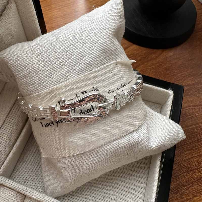 U-Shape Horseshoe 925 Sterling Silver Open Bangle