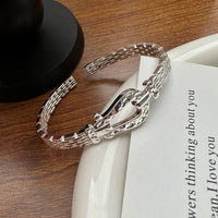 U-Shape Horseshoe 925 Sterling Silver Open Bangle