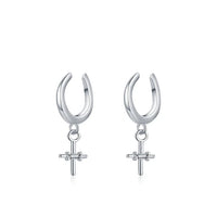 Sterling Silver Simple Cross Clip Earrings