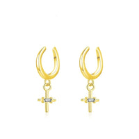 Sterling Silver Simple Cross Clip Earrings