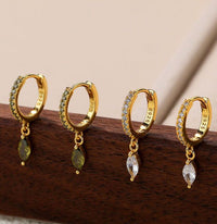 Modern Oval Cubic Zirconia 925 Sterling Silver Hoop Earrings
