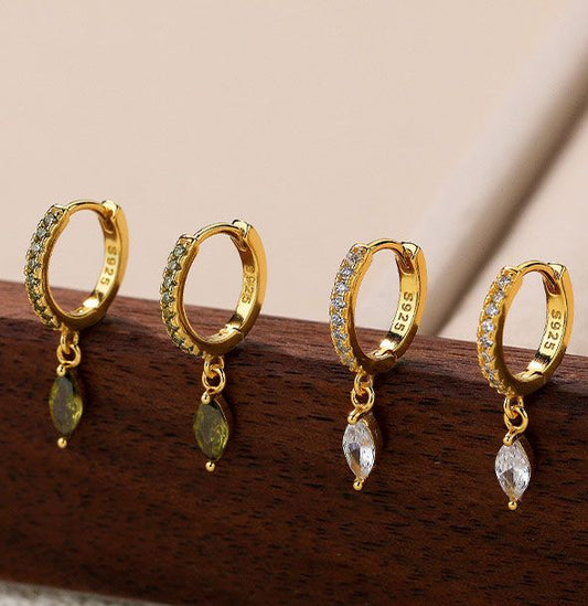 Modern Oval Cubic Zirconia 925 Sterling Silver Hoop Earrings