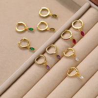 Modern Oval Cubic Zirconia 925 Sterling Silver Hoop Earrings