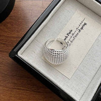 Masculine Mini Beads Round Adjustable 925 Sterling Silver Ring