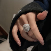 Masculine Mini Beads Round Adjustable 925 Sterling Silver Ring
