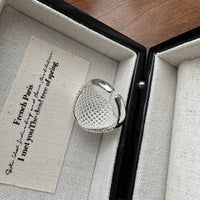 Masculine Mini Beads Round Adjustable 925 Sterling Silver Ring