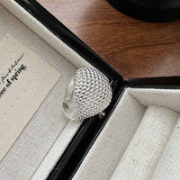 Masculine Mini Beads Round Adjustable 925 Sterling Silver Ring