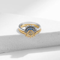 Moon and Sun Stackable Couple Rings in 925 Sterling Silver